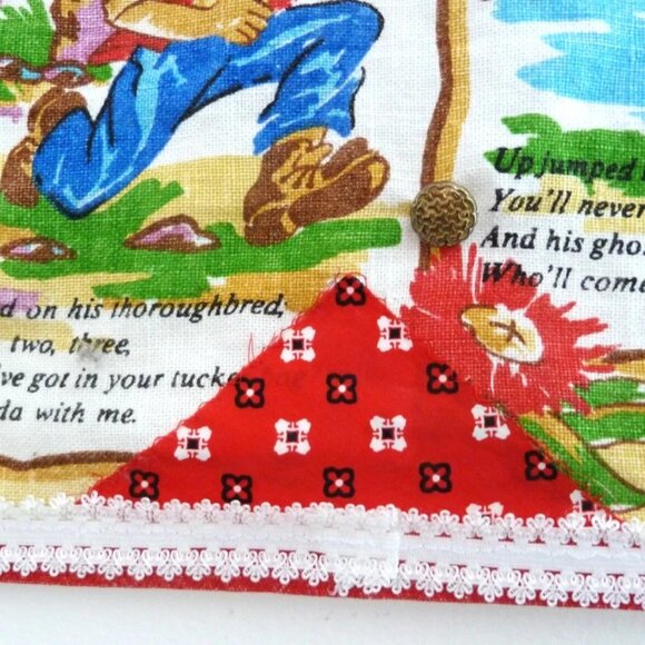 Fabric banner featuring Waltzing Mathilda with hand-made collage overlay, studs, - Picture 4 of 7